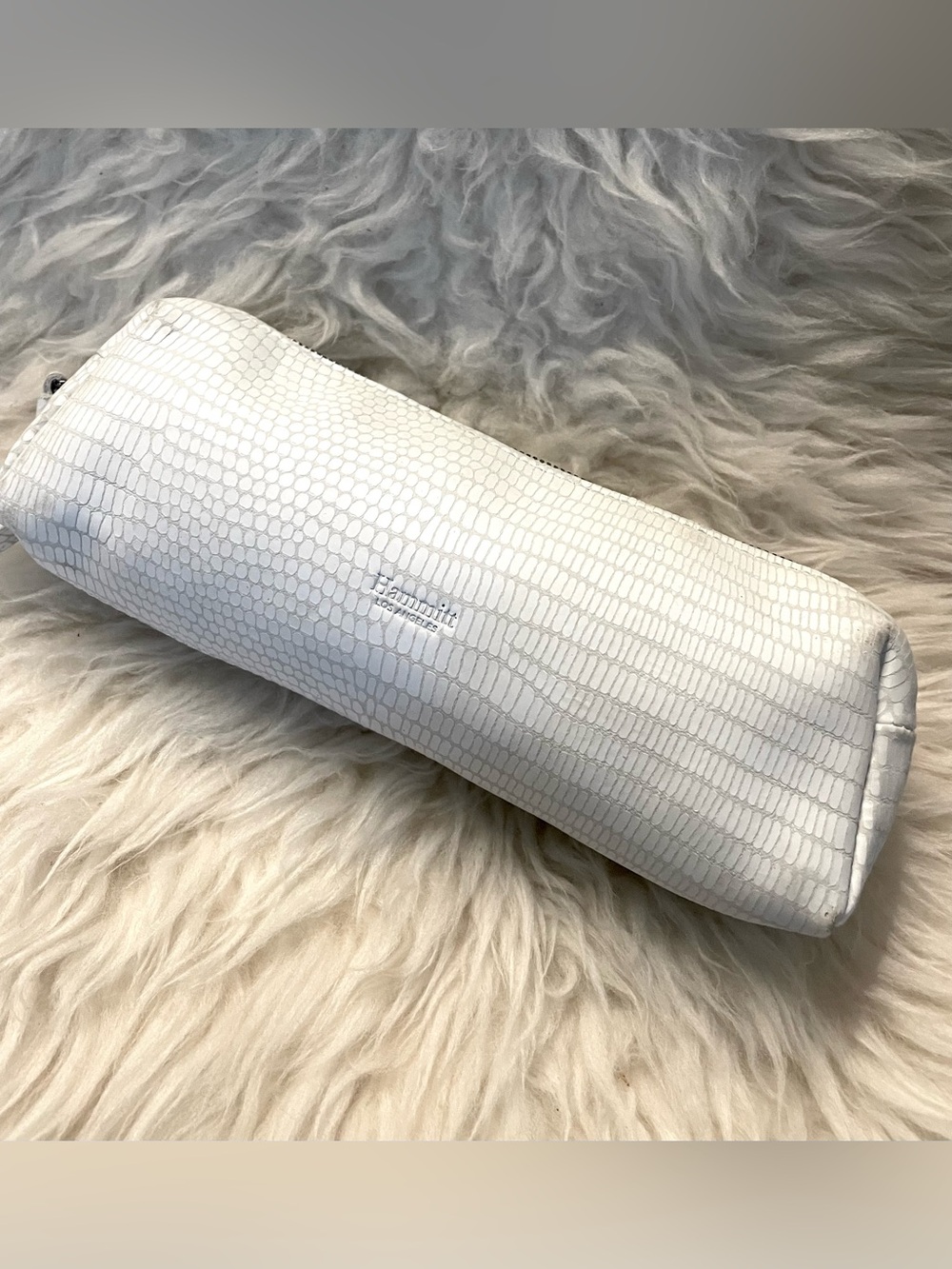 Hammitt Los Angeles Lizard Print Leather Pouch White *RARE*